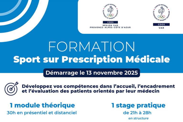 Une formation « sport sur prescription médicale » proposée dès novembre par le CDOS 83 et le CROS de la Région Sud